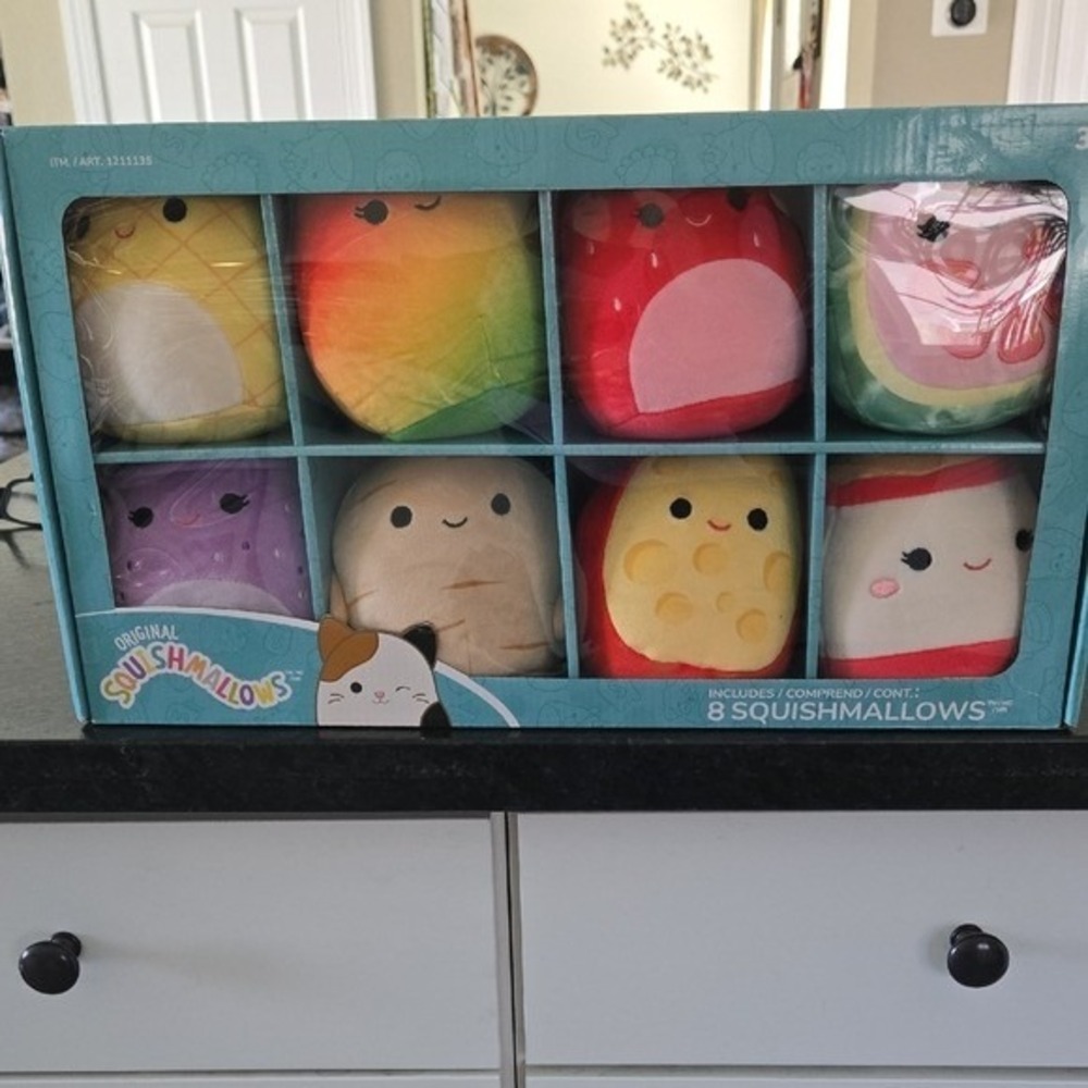 Kellytoy Squishmallows 8 Pack Plush Set Food Fruit Lena Scarlet Maui 5 Inch New